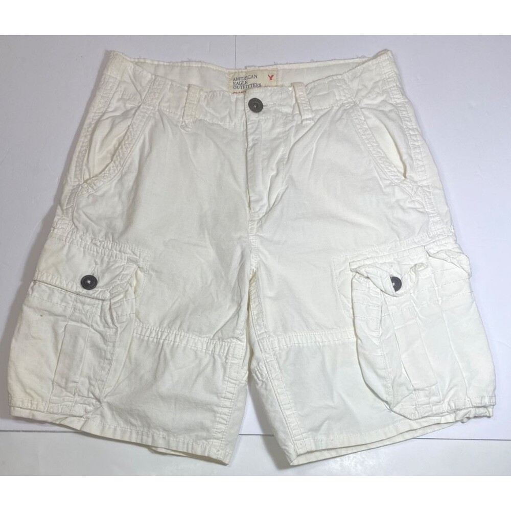 American Eagle Cargo Shorts~Men 28 Ivory/Cream/Off-White~Utility~Baggy~Gorpcore
